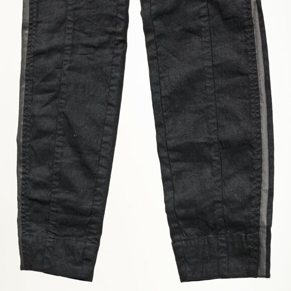 Annette Gortz SS/20 Stick Black Stretch-Linen Cropped Side-Stripe Pants - Picture 7 of 11